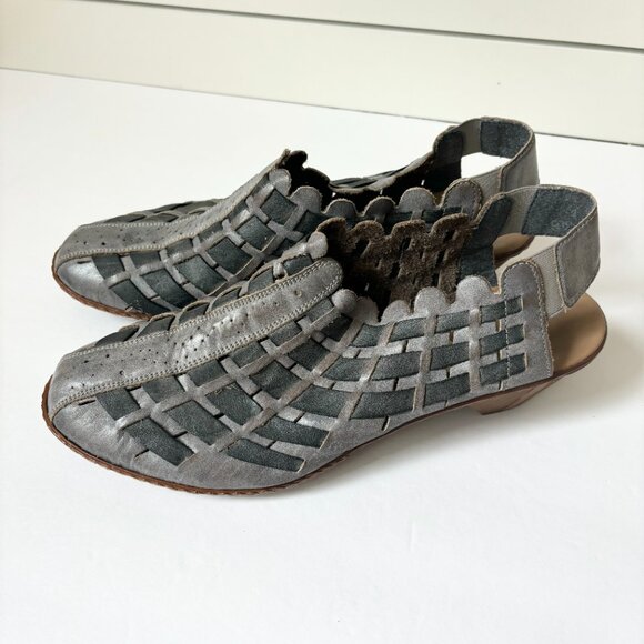 Rieker Sina shades of grey leather woven slingback shoes - Picture 2 of 6